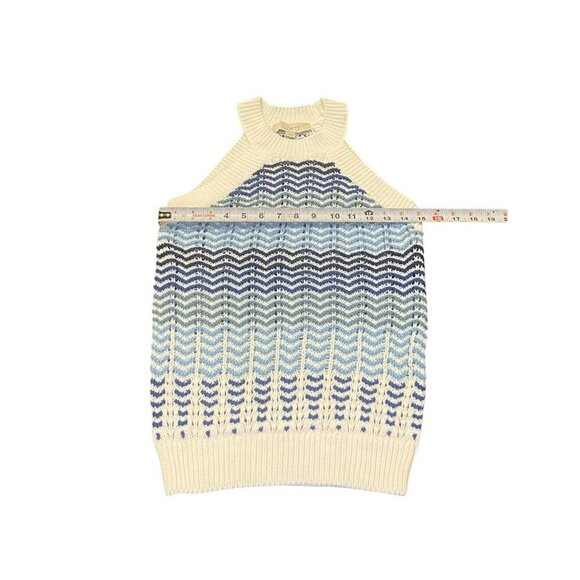 LOFT Halter Knit Sweater Tank Top White Blue Sleeveless XS Nautical Striped - Picture 4 of 7
